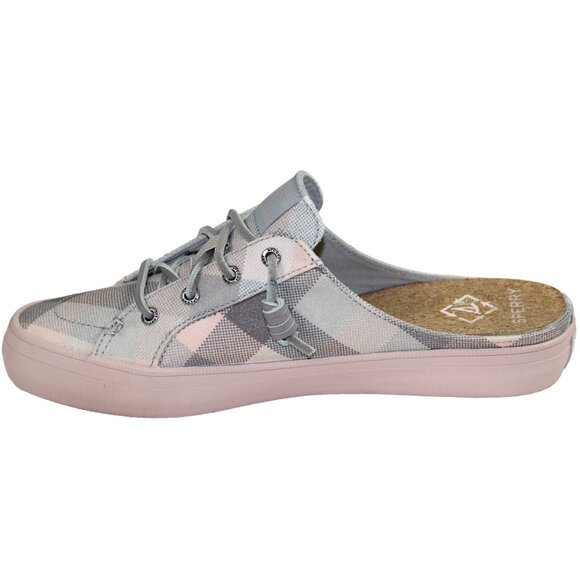 Sperry Crest Vibe Pastel Pink Gingham Gray Plaid Slip On Mule, Size 9 - Picture 6 of 9